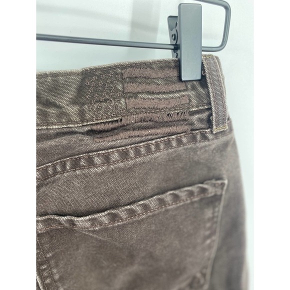 Rare! REVICE Womens Chino Patch Jeans Pants Sz 29/ 8 Wide Leg Cotton Brown White - Picture 7 of 8